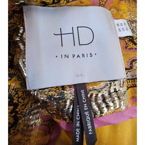 Anthropologie HD in Paris Womens 4 Goldspun Paisley Silk Blend Dress - Picture 15 of 16